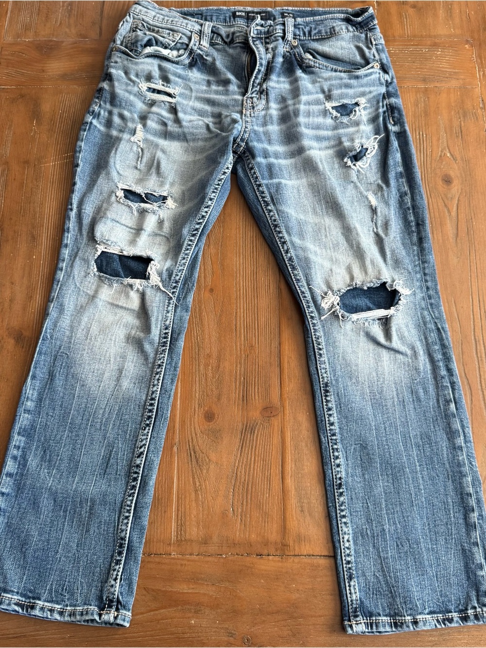 BKE Jake Straight Distressed Stretch Jeans Size 36x30